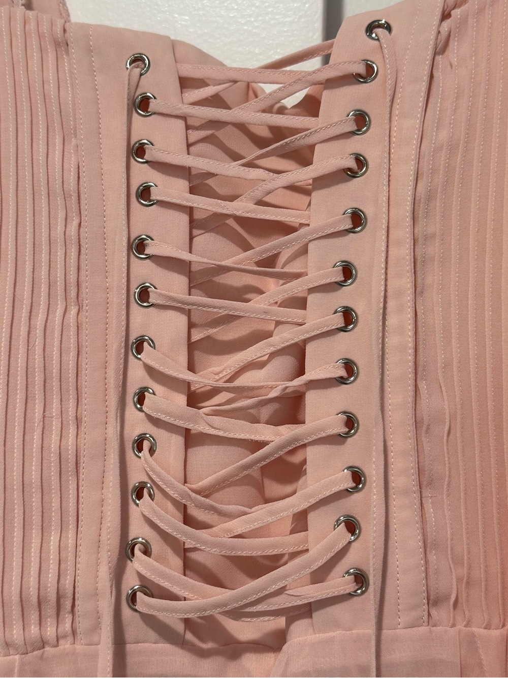 House of CB Syrah Dress, Light Blush Pink Lace-Trim Corset Dress - Picture 7 of 8